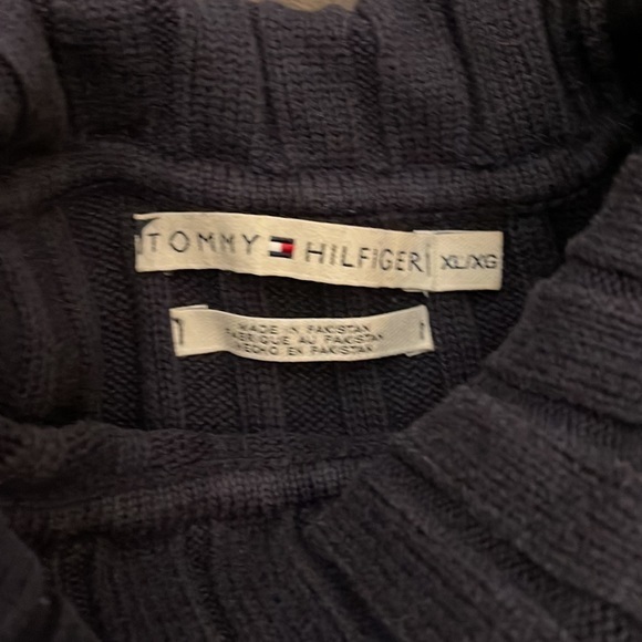 TOMMY HILFIGER Navy Blue Red White Turtleneck Sweater Size XL - Picture 3 of 3